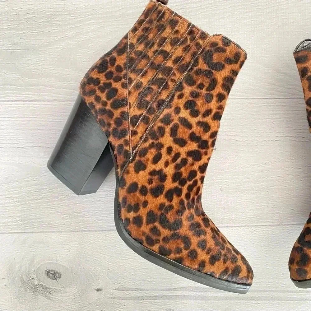 Marc Fisher | Genuine Calf Hair Leather Pointed Toe Block Heel Booties Women 7.5